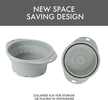 Dexas 10" Collapsible Silicone Colander in Sage, Kitchen Strainer - Image 6