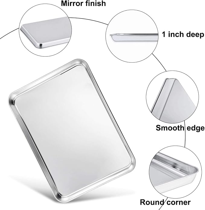 TeamFar Toaster Oven Pan, Stainless Steel Toaster Oven Tray Quarter Sheet Pan - Image 3