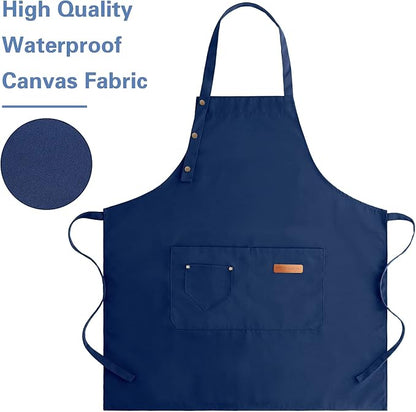 Apron for Men Women with Adjustable Straps and Large Pockets, Canvas Cotton - Image 4