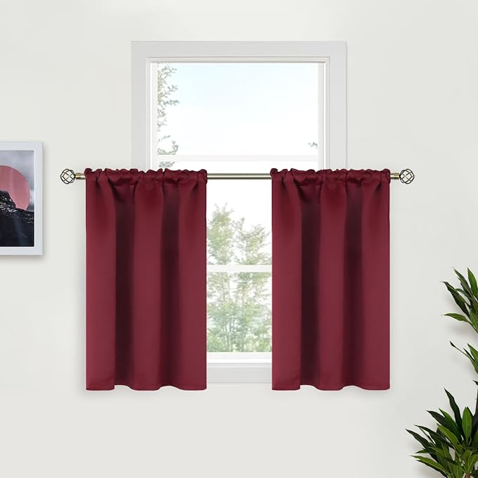 BGment Burgundy Blackout Curtains 36 Inch Length by BGment