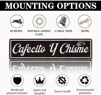 Coffee Metal Signs, Cafecito y Chisme Sign, Funny Coffee Home Decor, Farmhouse - Image 3