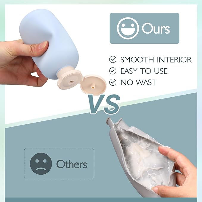 ASEVAT 6.7oz 4pack Refillable Travel Shampoo and Conditioner Bottles, Travel Size containers, Travel Bottle for toiletries, Squeeze Bottles with Flip Cap, Empty Plastic Leak Proof Travel Bottles