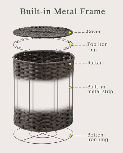 Laundry Hamper with Lid Wicker Laundry Hamper Round 26.5 Gal Laundry Basket - Image 8