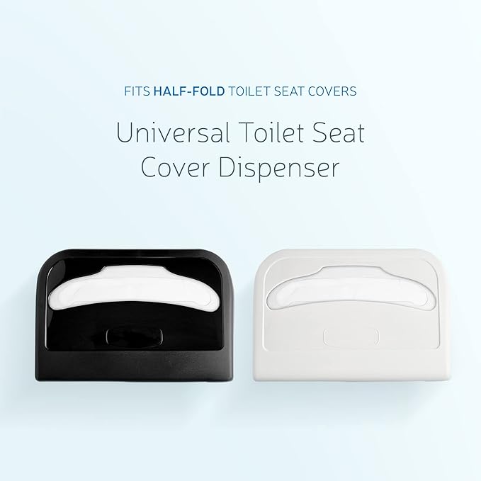 EZbrnd Wall Mount Half-Fold Toilet Seat Cover Dispenser for Commercial/Washroom/Office, Seat Cover Paper Sold Separately, White, 3100-EZ