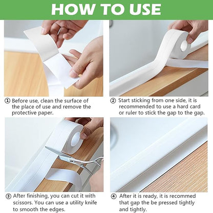 2 Pack Caulk Strip, 1.5" x 10.5Ft PVC Self Adhesive Caulk Tape, Sealing - Image 6