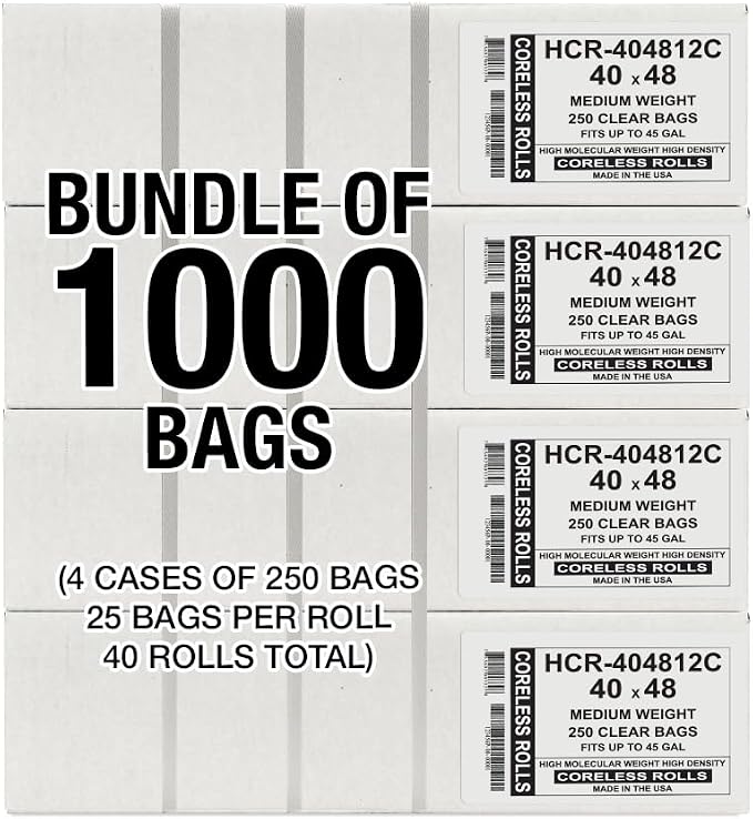 Aluf Plastics High Density Trash Bags, 45 Gallon, 12 Micron, - Image 2