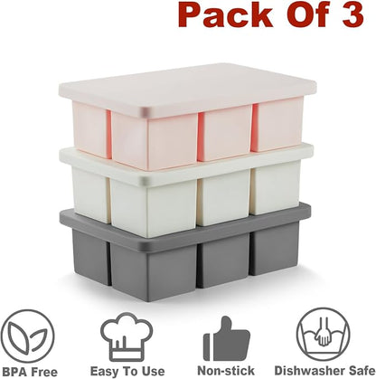 Nax Caki Ice Cube Trays 3 Pack for Whiskey, Large Square Silicone Ice Cube - Image 3