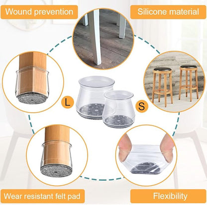 16 Pcs Chair Leg Protectors for Hardwood Floors, Silicone Felt Furniture Leg - Image 4