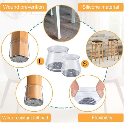 16 Pcs Chair Leg Protectors for Hardwood Floors, Silicone Felt Furniture Leg - Image 3