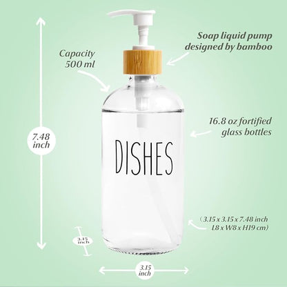 LOOCHICA 2 Pack Clear Glass Soap Dispenser - Image 3