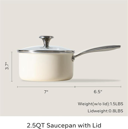 Redchef Ceramic Sauce Pan with Lid, 2.5QT Small Saucepan, Nonstick Cooking Pot - Image 8