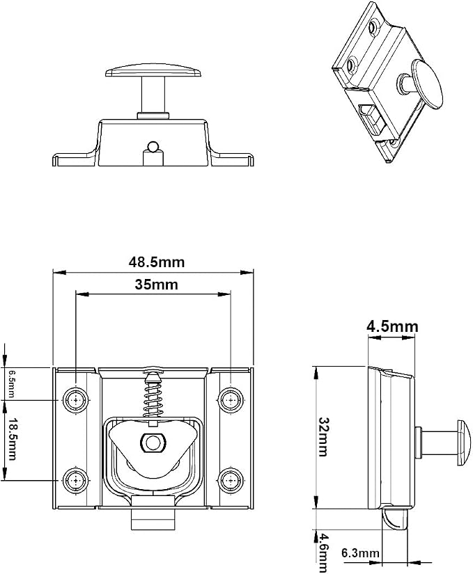 QCAA Oval Turn Cabinet Latch, for Cupboard & Other Furniture, Brass Plated - Image 4