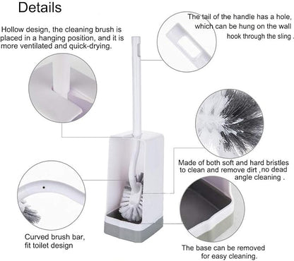 Marbarsse Bathroom Toilet Bowl Brush and Holder, Curved Design Toilet Brush - Image 3