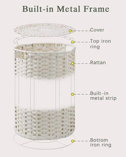 Laundry Hamper Laundry Basket Round 19.0 Gal Handwoven Rattan Laundry Basket - Image 9
