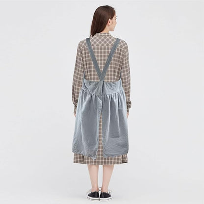 Uaussi Cotton Linen Apron Cross Back Work Apron - Image 4
