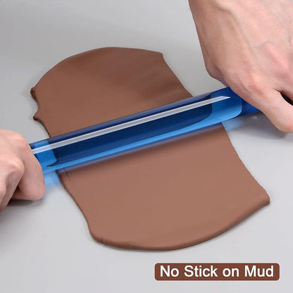HARFINGTON Acrylic Clay Roller 7.28 Inch x 1 Inch Solid Non-Stick Plastic Round - Image 5