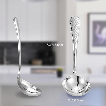 KEAWELL Premium 7.3" Hammered Gravy Ladle – 18/10 Stainless Steel – Exquisite - Image 2