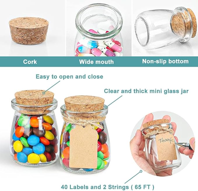 Ritayedet 40 Pack Glass Favor Jars - Image 5