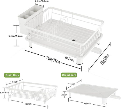 Dish Drainer Rack with Drip Tray, Sink Dish Drainer with Drainage Spout - Image 2