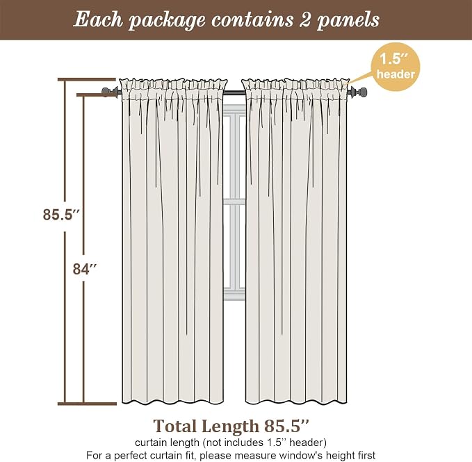 Chyhomenyc Stone Blue Sheer Curtains 84 Inch Length 2 Panels, Light Filtering - Image 2