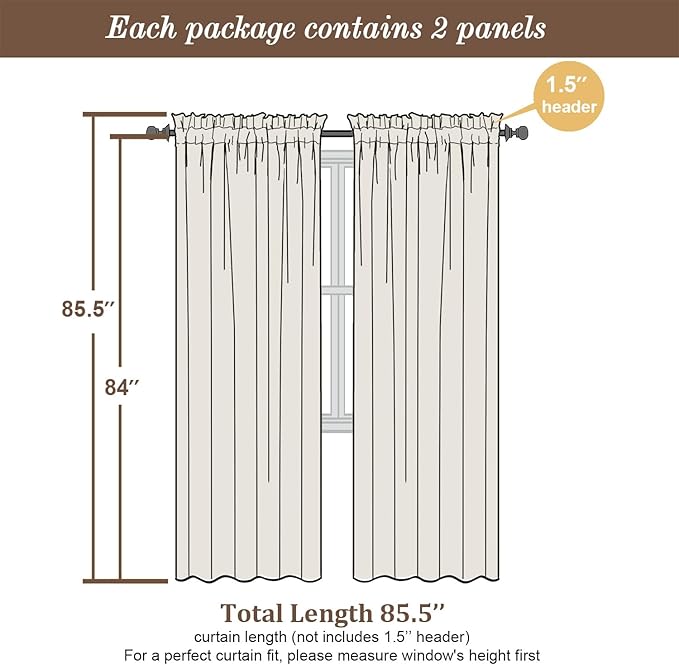 Chyhomenyc Gold Sheer Curtains 84 inches Long 2 Panels Set - Light Filtering Curtains for Living Room, Soft Gentle Voile Rod Pocket Bedroom Window Drapes, 42Wx84L Inch, 2PCS