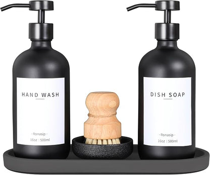 Ronasip Set of 5 Kitchen Soap Dispenser Set 16 Oz Glass Hand Dish Soap Dispenser by Unknown
