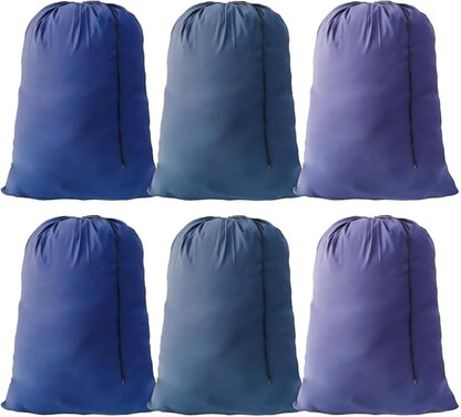 Extra Large Laundry Bag Travel Laundry Bags with Drawstring Closure, 30"x40" Machine Washable Dirty Clothes Organizer for college, dorm and apartment dwellers (6 Pcs Blue)