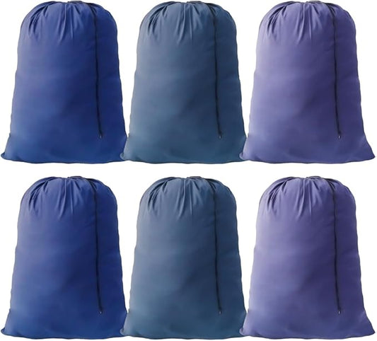 Extra Large Laundry Bag Travel Laundry Bags with Drawstring Closure, 30"x40" Machine Washable Dirty Clothes Organizer for college, dorm and apartment dwellers (6 Pcs Blue)