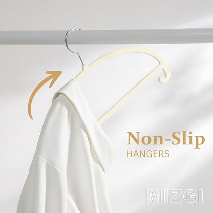 MIZGI 50 Pack Ivory Velvet Hangers - Image 4