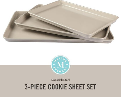 Martha Stewart Gallen 3-Piece Cookie Sheet Set – 13", Ceramic Nonstick - Image 2