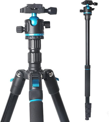 Camera Tripod, 68" / 174cm Lightweight Travel Monopod with 360°Ball Head Payload 15 lbs, Adjustable Height from 17" to 68" Professional Stand for DSLR Camera Shooting
