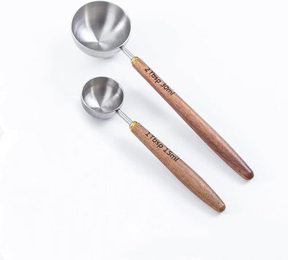 Wooden Scoops for Tea 2PCS Long Handle Coffee Scoop for Sugar Wood and by MediterraneanFoodExperience