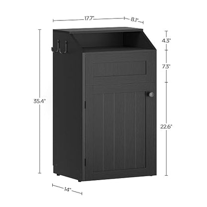 YATINEY Trash Cabinet, Freestanding Trash Can Cabinet, Wooden Recycling - Image 3