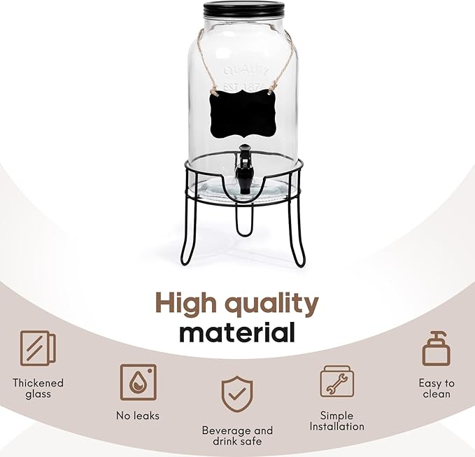 1.5 Gallon Glass Drink Dispensers - Image 4