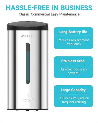 AIKE Automatic Wall Mount Liquid Soap Dispenser, Commercial Stainless Steel - Image 5
