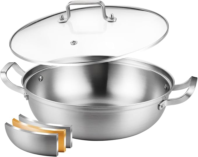 Delarlo Tri-Ply Stainless Steel 12 inch Everyday Pan by DELARLOCOOKWARE