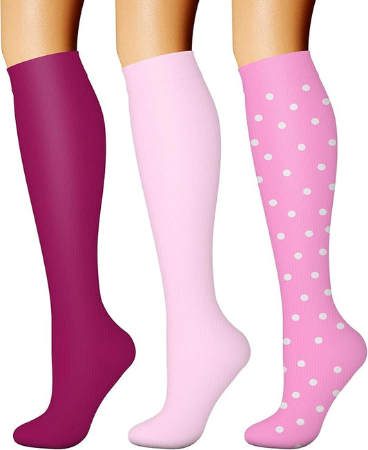 CHARMKING Compression Socks for Women & Men Circulation (3 Pairs) 15-20 mmHg is Best Support for Athletic Running Cycling