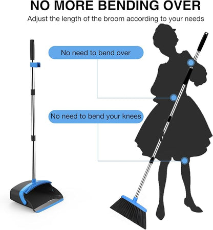 Broom and Dustpan Set, 52-in Long Adjustable Handle Broom Dustpan Combo - Image 3