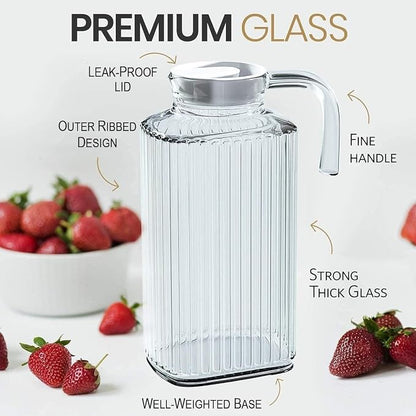 Fridge Pitcher Set of 2– 60 OZ. Glass Water Pitcher - Image 4