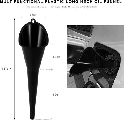 Oil Funnel, Plastic Long Neck Multi-Purpose Spill Saver Funnel, Engine Oil - Image 2