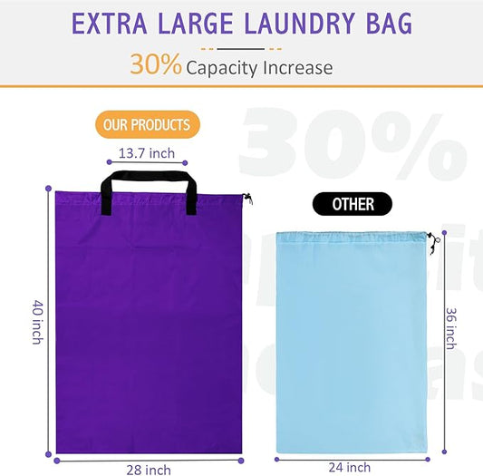 Extra Large Heavy Duty Laundry Bag - 28" x 40", Travel Laundry Bag for Dirty Clothes, Purple