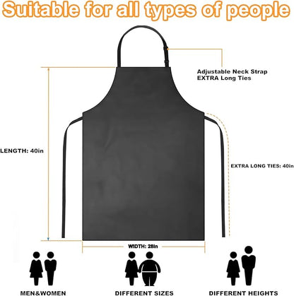 Gotega 4 Pack Waterproof Rubber PVC Apron Adjustable Dishwasher Apron-Women Men - Image 2