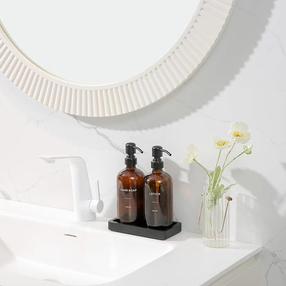 Amber Glass Soap Dispenser Set, Hand Soap and Lotion Set - Image 5