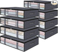 StorageRight Under Bed Storage Bins, 8-Pack 40L Foldable Fabric Storage Bags with Transparent Window, Breathable Organizer for Clothes/Blanket/Comforter/Quilt, Grey