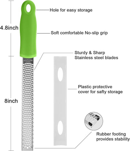 8-Inch Lemon Zester & Cheese Grater 18/8 Stainless Steel Citrus Zester - Image 5