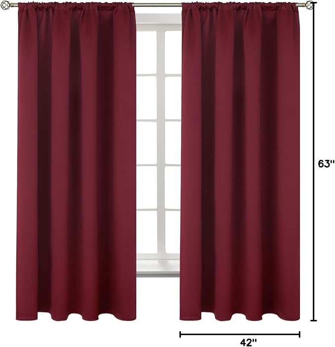BGment Burgundy Blackout Curtains 63 Inch Length - Image 7