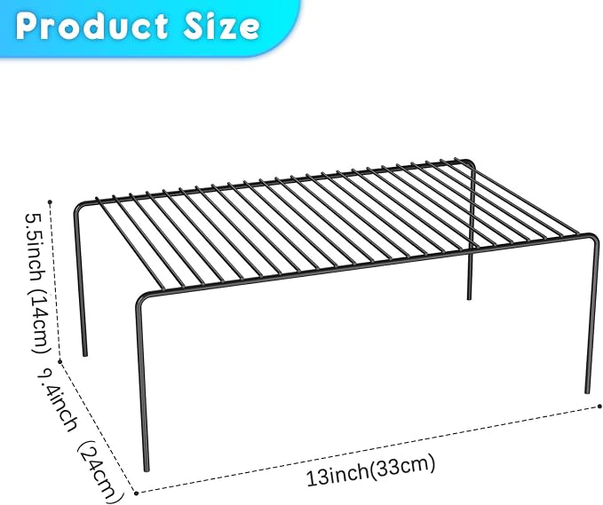 MediumBlack Cabinet Storage Shelf Rack Set of 4, Rustproof Metal Wire Kitchen - Image 3