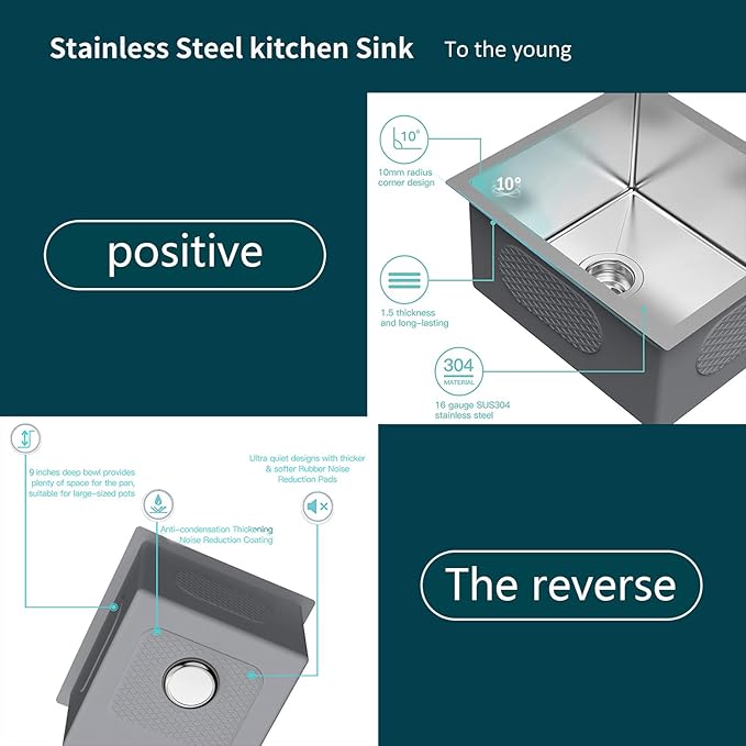 TORVA 30-Inch Undermount Kitchen Sink, Premium 304 Stainless Steel Bar Sink - 10 Inches Deep Basin Single Bowl Sink