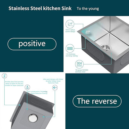 TORVA 30-Inch Undermount Kitchen Sink, Premium 304 Stainless Steel Bar Sink - 10 Inches Deep Basin Single Bowl Sink