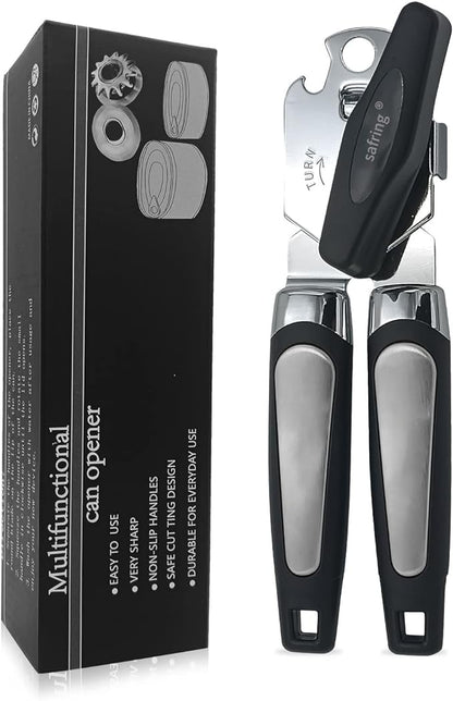 Safring Can Opener Manual, Handheld Strong Heavy Duty Stainless Steel Can Opener by Safring